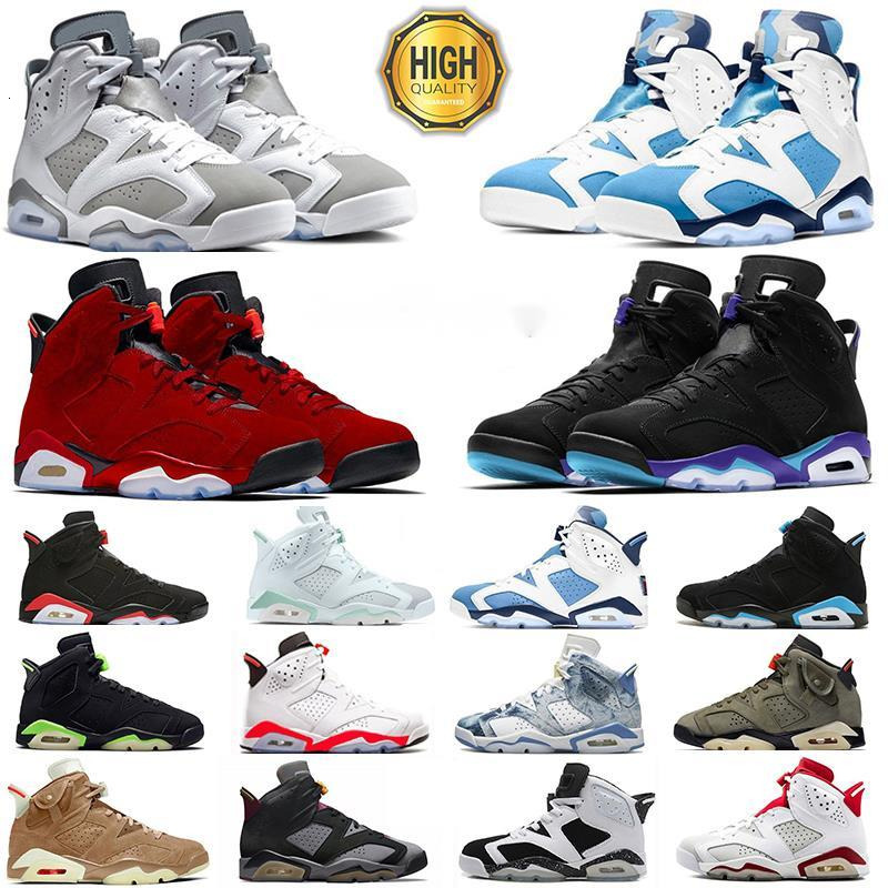 Designer ShoesSix Vl Mens Basketball Shoes Sneaker Cool Grey Chrome Metallic Sier Yellow Ochre Aqua Toro UNC Red Reverse Oreo Midnight Infrared DMP Sports Sneakers