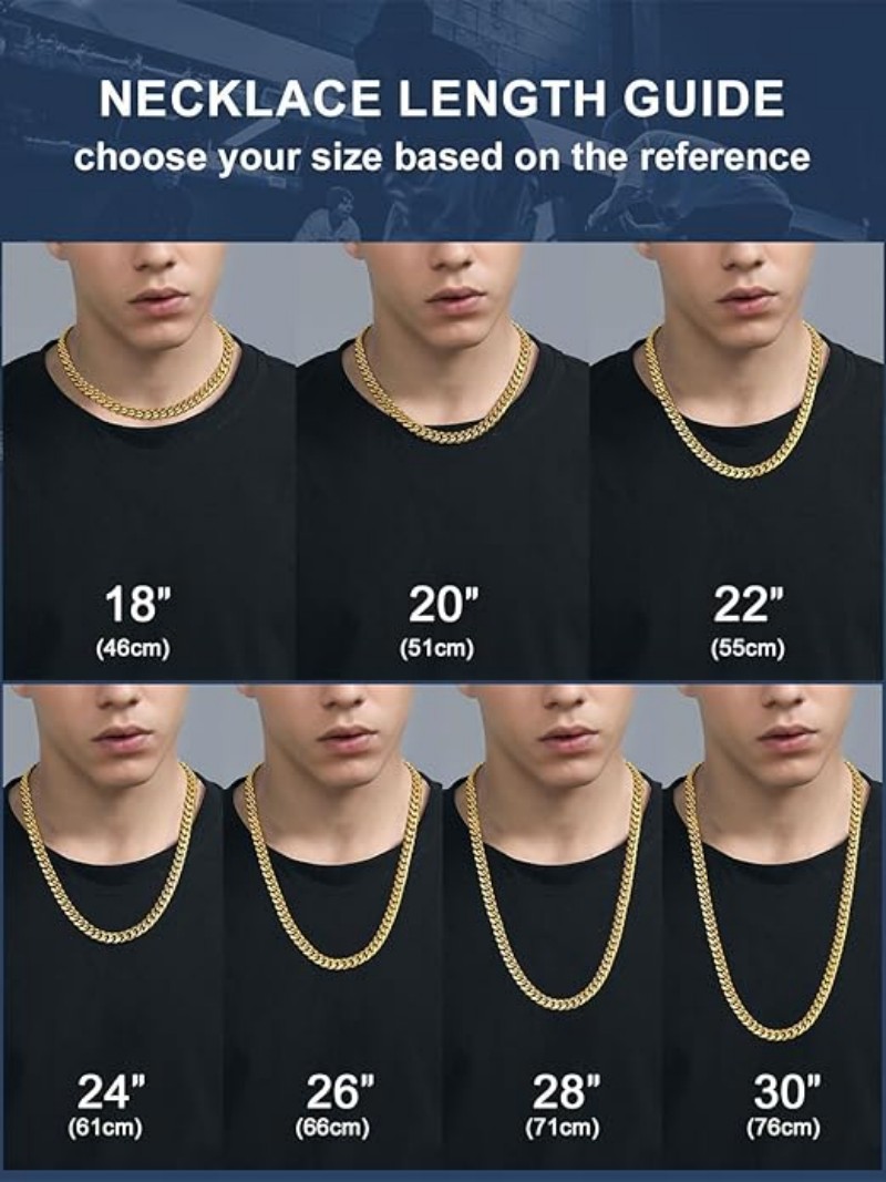 ChainsPro Men Chunky Miami Cuban Chain Necklace, Custom Available, 4.8/6/10/14mm Width, 18/20/22/24/26/28/30inch Length, Gold Plated/Stainless Steel/B