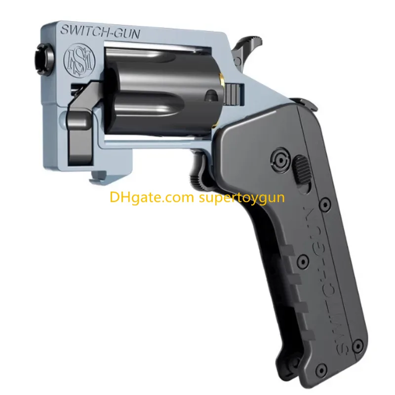 Foldable Revolver with Shell Ejection Manual Cock Safe Non-Firing Pistol Toy for Military Hobby Collection Boys Gift