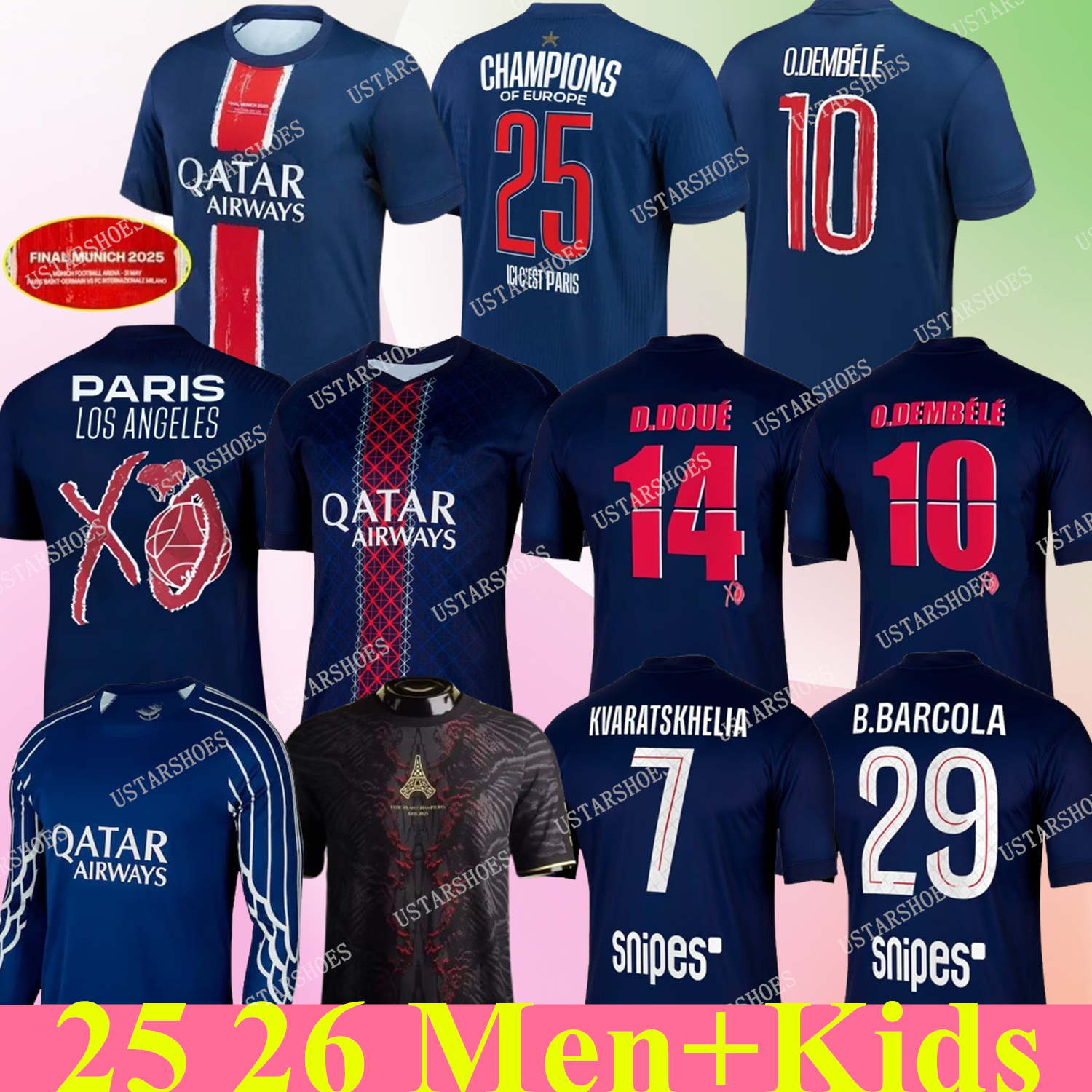 2024 2025 2026 maillot de foot Kvaratskhelia soccer jerseys 4th JOAO NEVES HAKIMI football shirt 24 25 26 hommes BARCOLA Zaire-Emery O.Dembele PARIS Fourth PSGES Kits