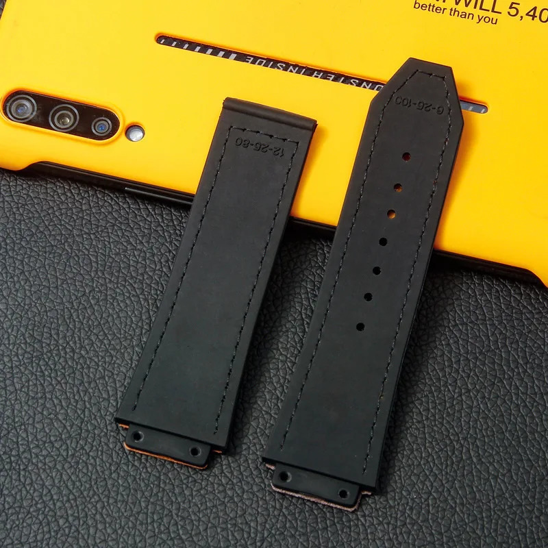 For Hublot BIGBANG Classic Fusion Leather Silicone Rubber Suede Watch Strap Dedicated Interface Lug System Band 26*19mm Bracelet 250618