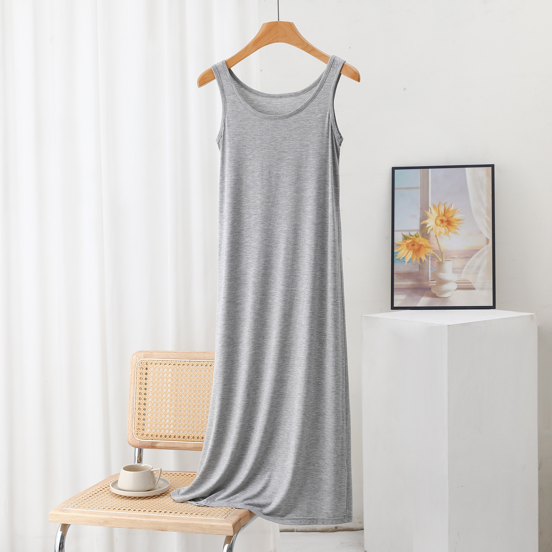 FD200 Sleeveless suspender vest dress for women summer new loose mid-length dress sleeveless inner wear