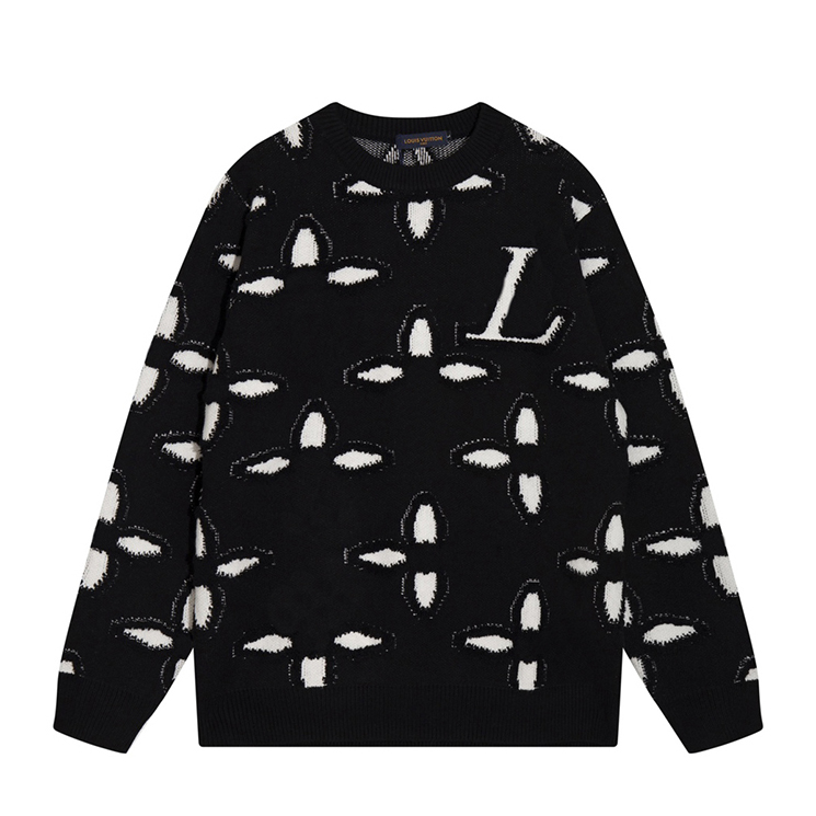 High quality designer men's sweater fashionable small jacquard high street knitted sweater classic autumn and winter round neck long sleeved top