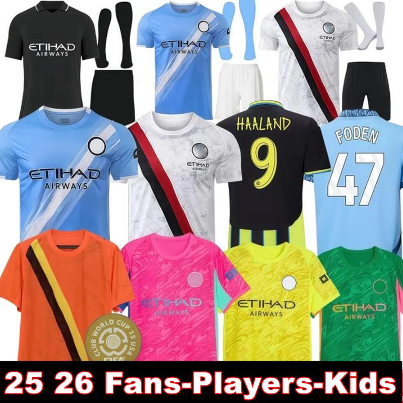25 26 Fans Player Version HAALAND Soccer Jerseys DE BRUYNE KOVACIC FODEN 2025 2026 Football Shirt Uniforms Kids MAN City RODRIGO Manchestes Marmoush Nico