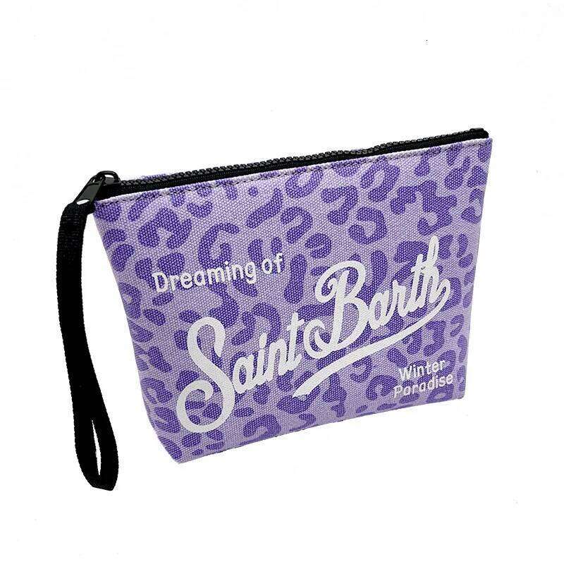 SAINT BARTH autumn and winter new women's Clutch Bag leopard print purple canvas diving handbag