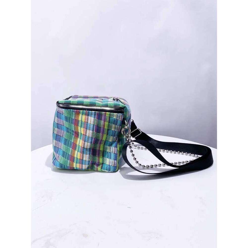 Cube Dice Bag Niche Design New Fashion Color Block Plaid Mini Shoulder Crossbody Handbag