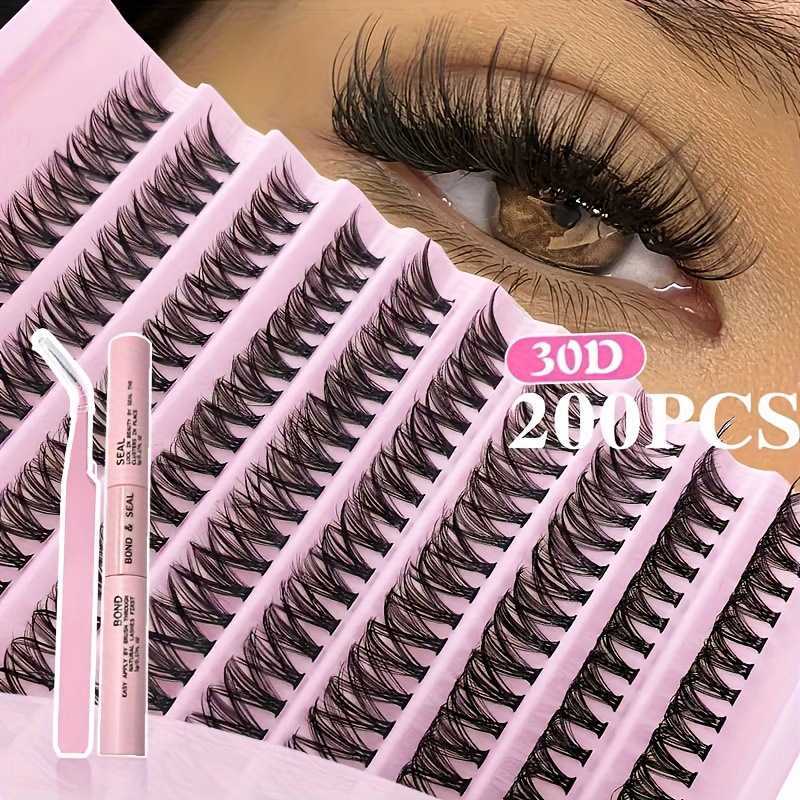 30D/40D/80D Segmented Eyelash False Eyelashes Large Capacity DIY Eyelash Set + Double-Ended Glue + Tweezers 250615