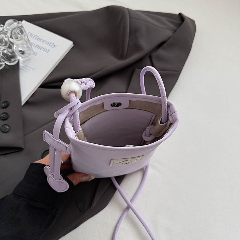 Original niche crossbody high-end bucket mini phone bag, shiny bow, underarm single shoulder women's bag