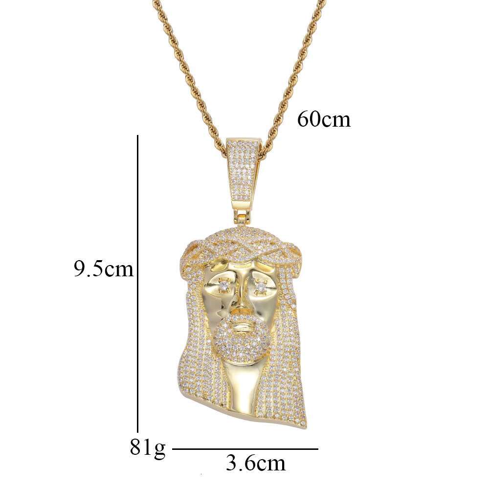 Hip Hop CZ Jesus Charms Necklace Pendant Iced Out 18K Gold Plated Jesus Zircon Diamond Pendant for Men