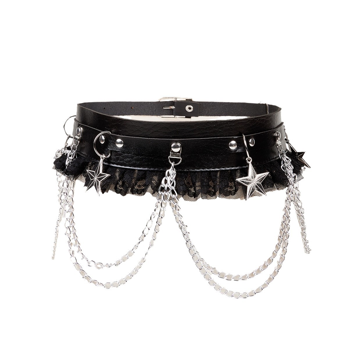 2025 Luxury Designer belts Premium Dark Metal Chain Punk Y2K Hip Hop Lace Spliced Women's Versatile Trendy Statement Waistband