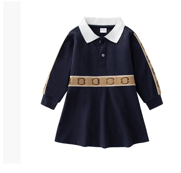 Baby Girls Princess Dress Spring Fall Kids Plaid Long Sleeve Dresses Turn-Down Collar Girl Skirts Children Clothes