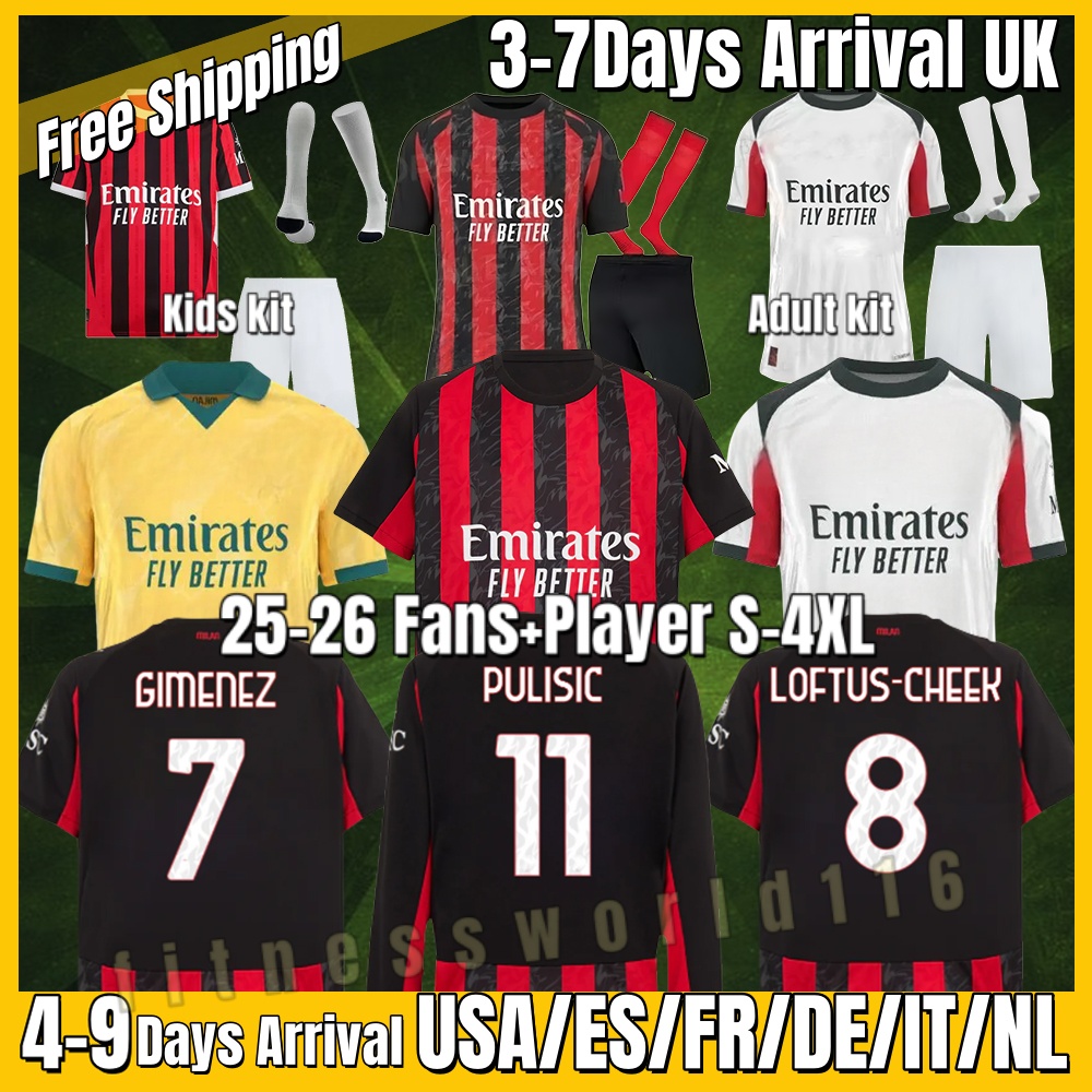 xxxl 4xl 25 26 125th soccer jerseys AC REIJNDERS KOCHE DE KETELAERE RAFA LEAO anniversary milanfootball shirt fourth 4th kids uniforms 2025 BONDO GIMENEZ WALKER S-4XL