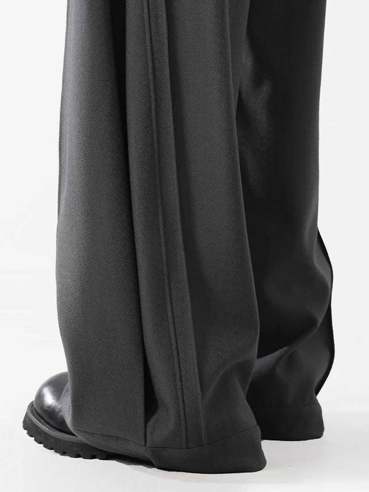 REDDACHiC Mens Pleated Silhouette Wide Leg Pants Unisex Casual Loose Clean Fit Barrel Plain Black Trousers Office Work Clothes 250619