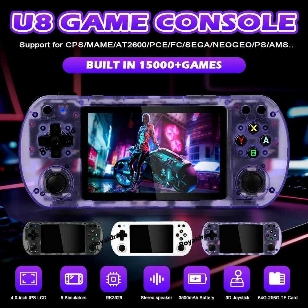 3 COLORS Portable U8 64G 128G Retro Handheld Video Game Console 4.0 Screen Pocket Video Gaming Player Machine Child Gifts XJ250619