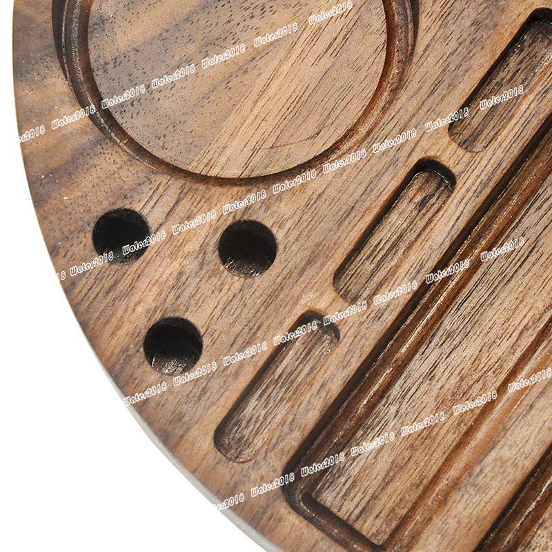 Round Shape Wooden Rolling Tray Household Smoking Accessories With Groove Diameter Tobacco Roll Trays Cigarette 21.8*21.8CM