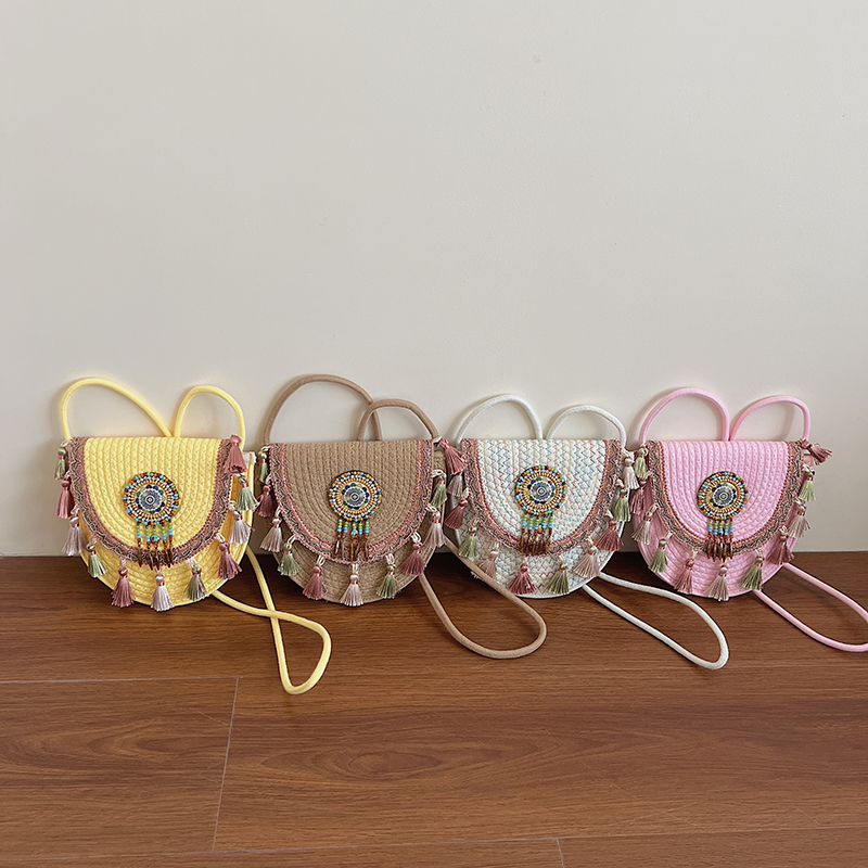 New ethnic style woven for seaside vacation, one shoulder crossbody phone bag