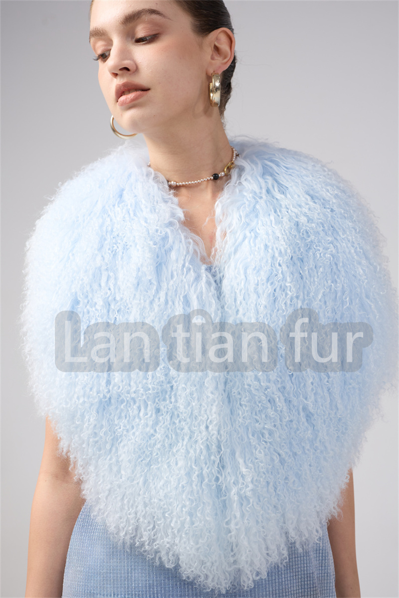 Women Real Sheep Fur Short Halter Top vest Real Mongolian Sheepskin Fur Vest