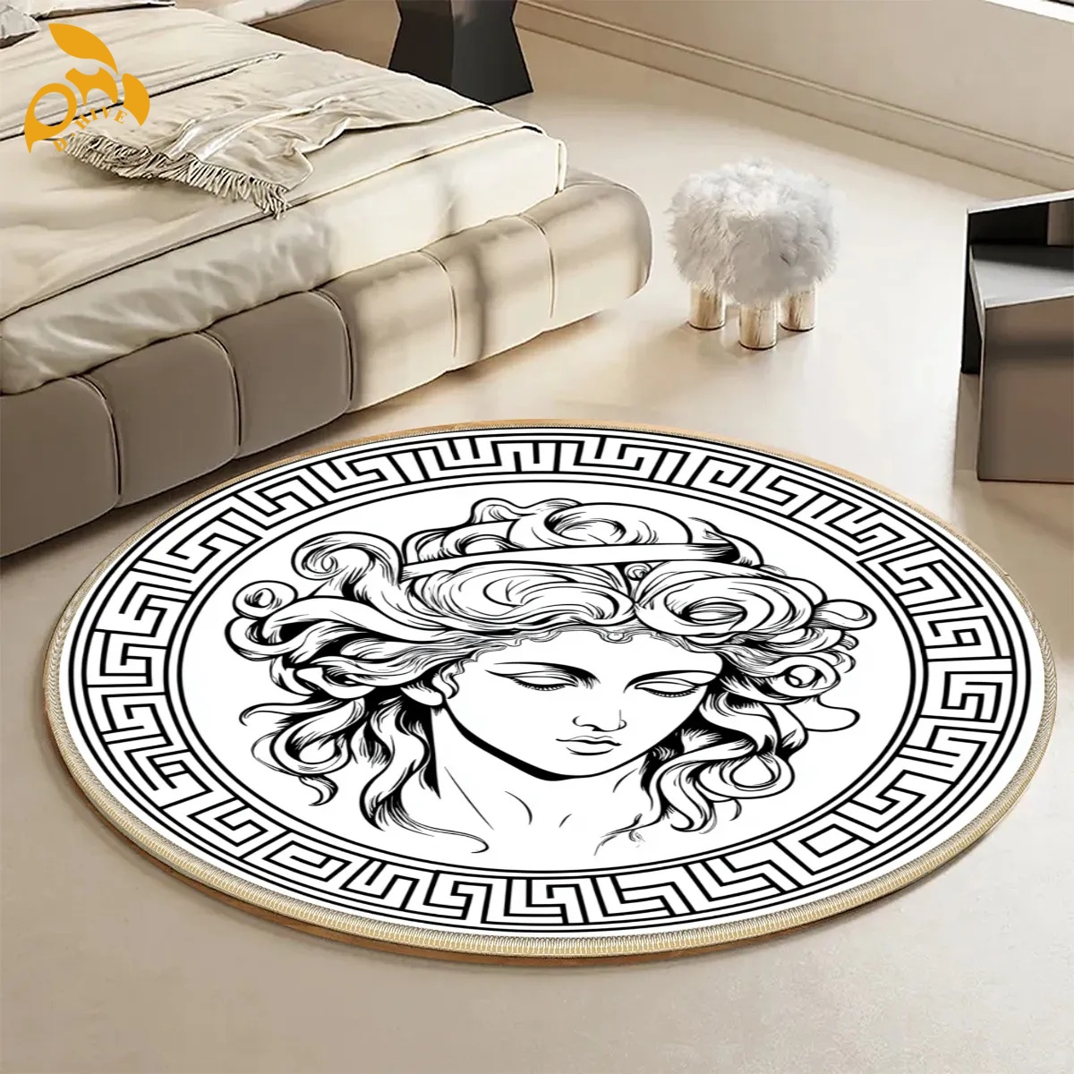 free shipping of customized dirt-resistant Round flannel floor mat with exquisite patterns from US