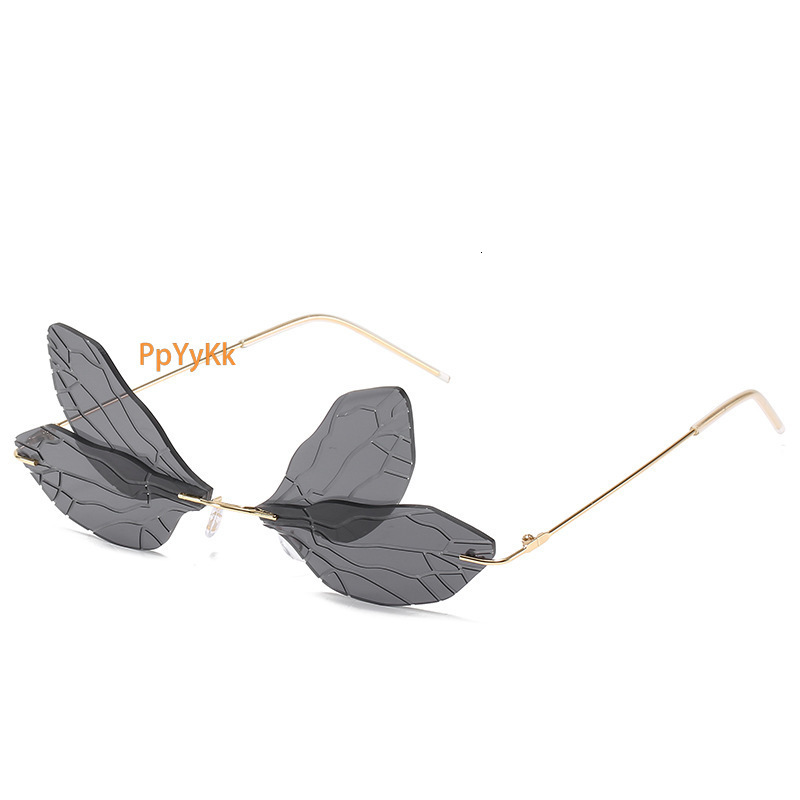2025 Premium Luxury Steampunk Dragonfly Brass Rimless Sunglasses Gradient Translucent Lenses UV400 for Women Statement Eyewear