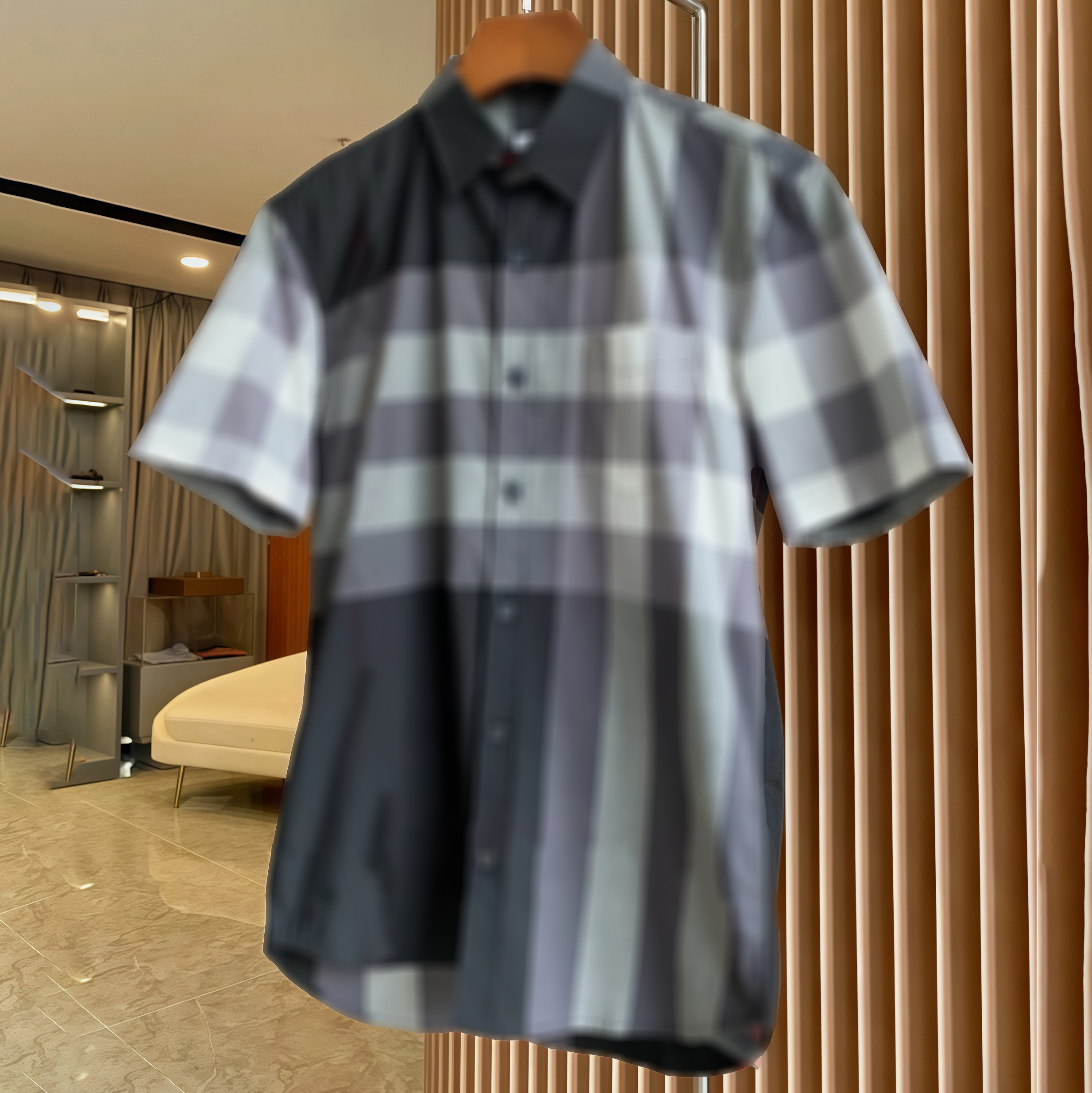 High quality designer men's shirts, fashionable checkered single breasted shirts, men's casual shirts, business formal shirts, summer classic lapel tops