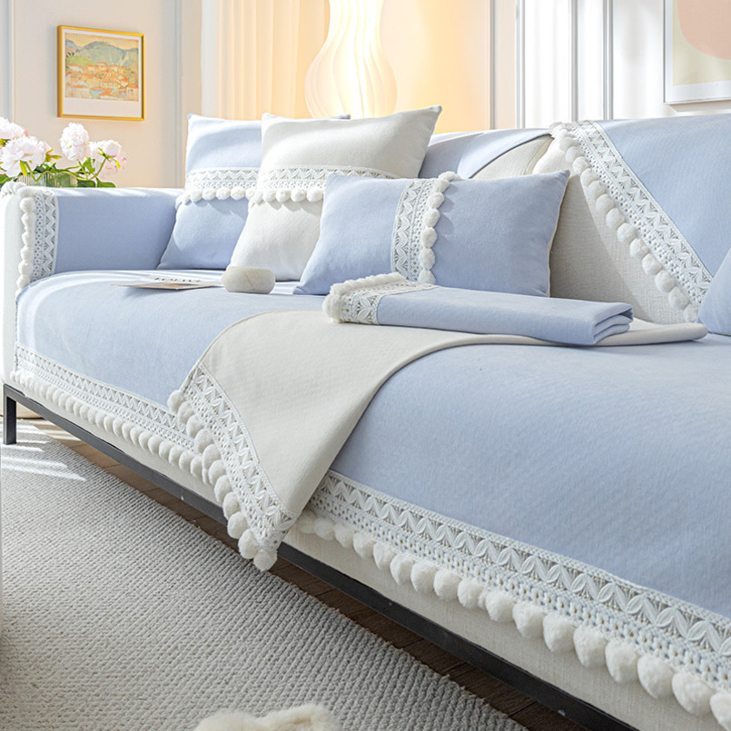 Nordic Light Luxury Chenille Cushion All-Season Breathable Sofa Seat Fabric Backrest Cover Non-Slip Slipcover