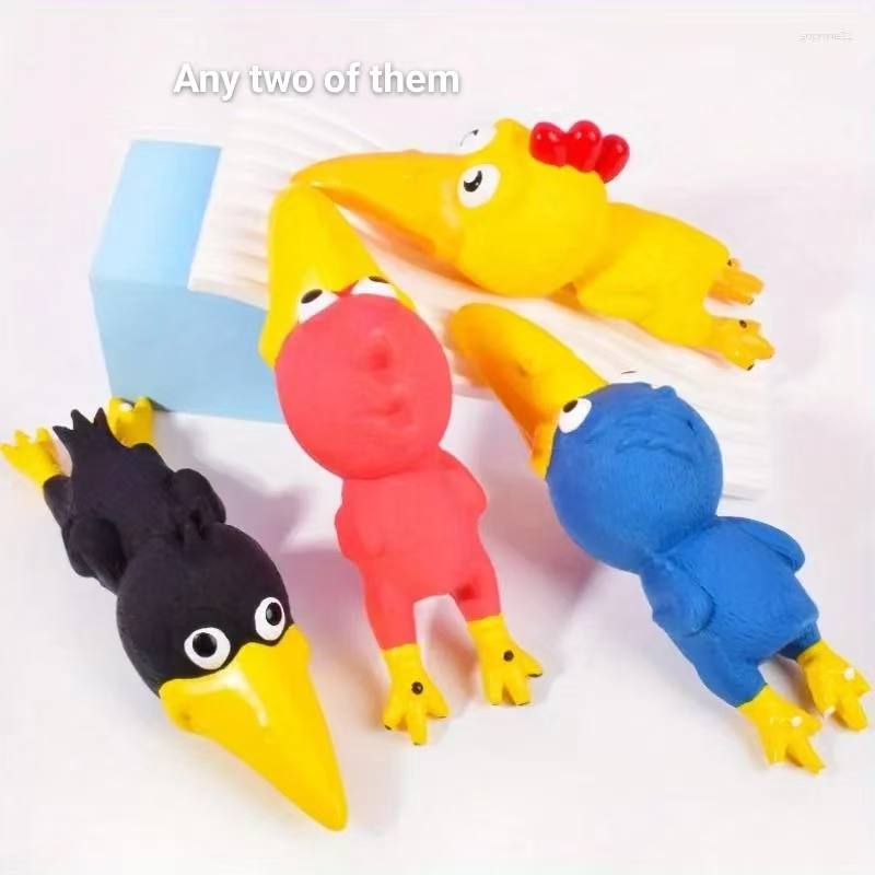 Squeaky Chewy Bird Pet Toy Interactive Canine Natural Latex Bird-Shaped Plaything Chew Dog Puppy Toy 2pcs/Pack