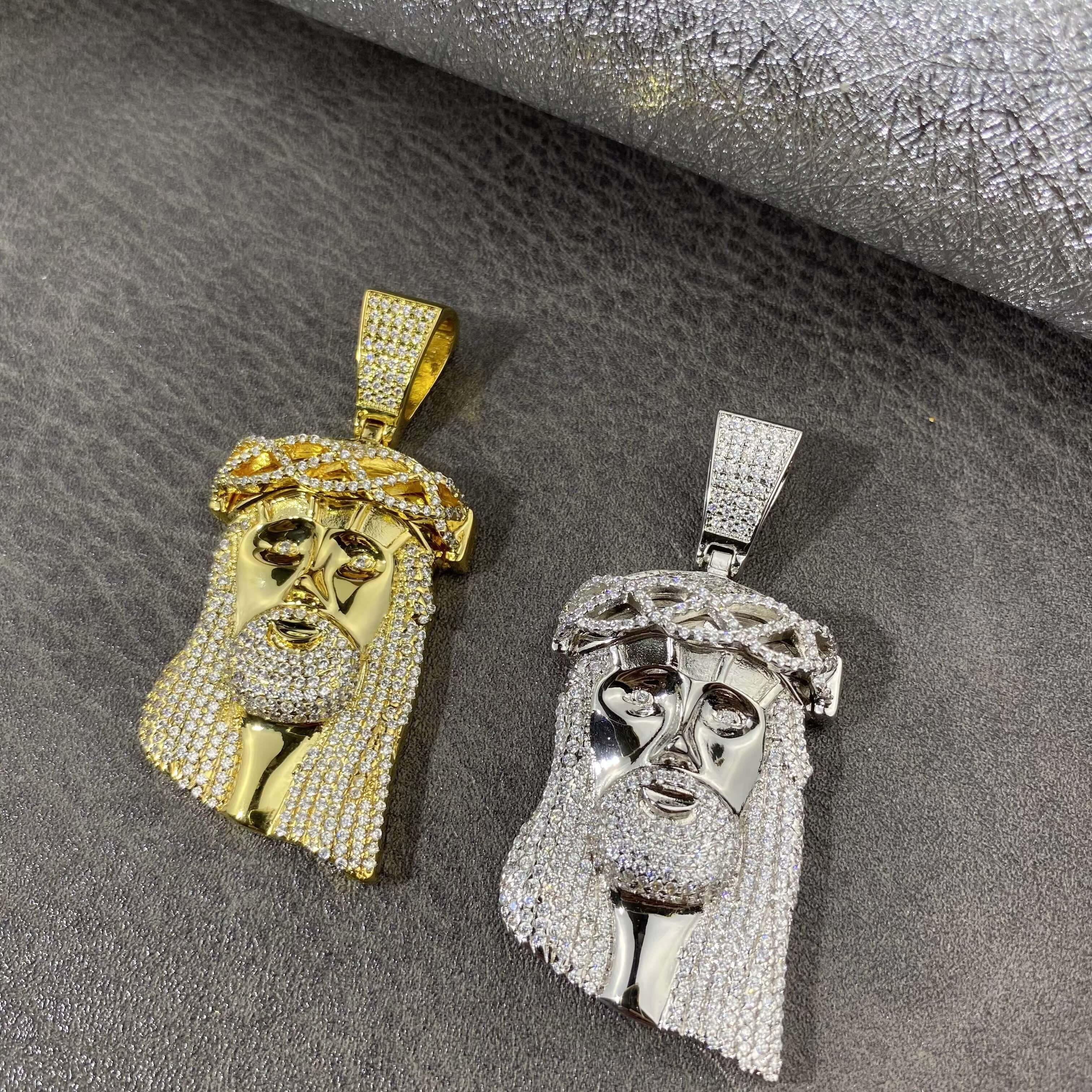 High Quality Jesus Face Iced Out Pendant Hip Hop Jewelry Men Jesus Head Necklace