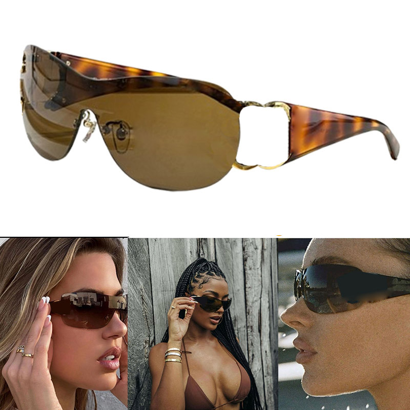 Ladies fashionable oversized frameless sunglasses fitting UV400 resistant sunglasses high quality sunglasses with packaging box 4125