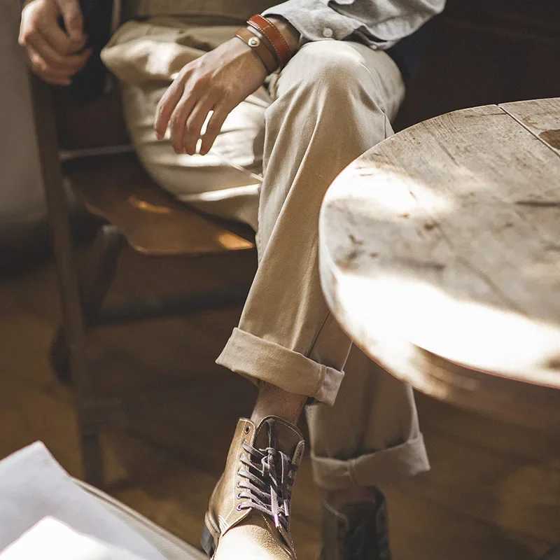 Maden Vintage Khaki Gurkha Pants Adjustable High Waist Casual Cargo Work Pants Classic Straight Trousers Mens Spring and FallXJ250618