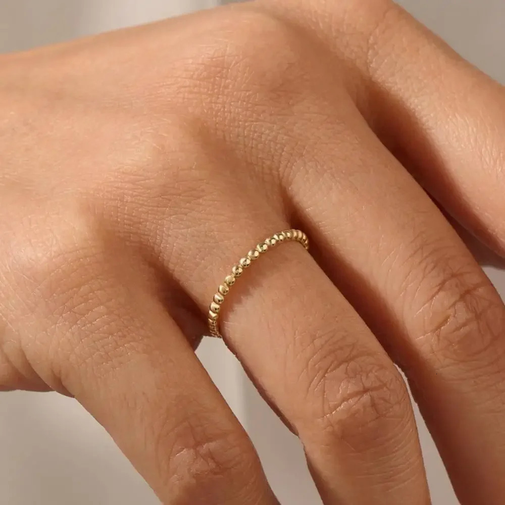 1/3pcs Mariasz Minimalist Dainty Thin Stackable Bead Ball Ripple Ring Stainless Steel Gold Color Delicate Jewelry For Women 250618