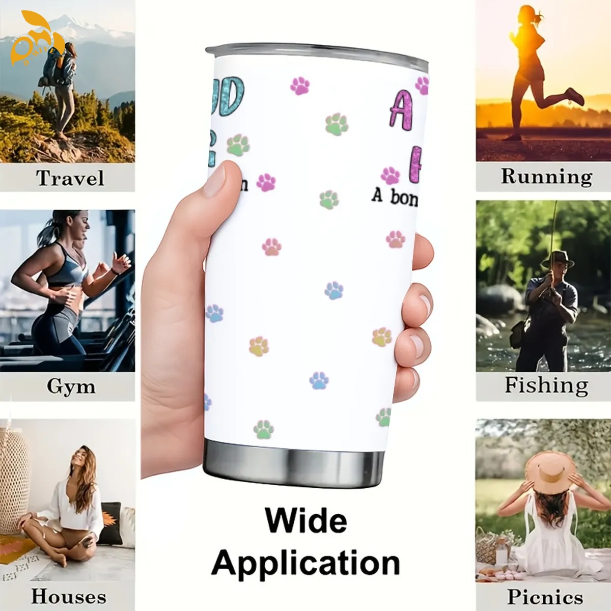 free shipping of customized beautiful 20OZ travel mug with sliding cover with exquisite patterns from US