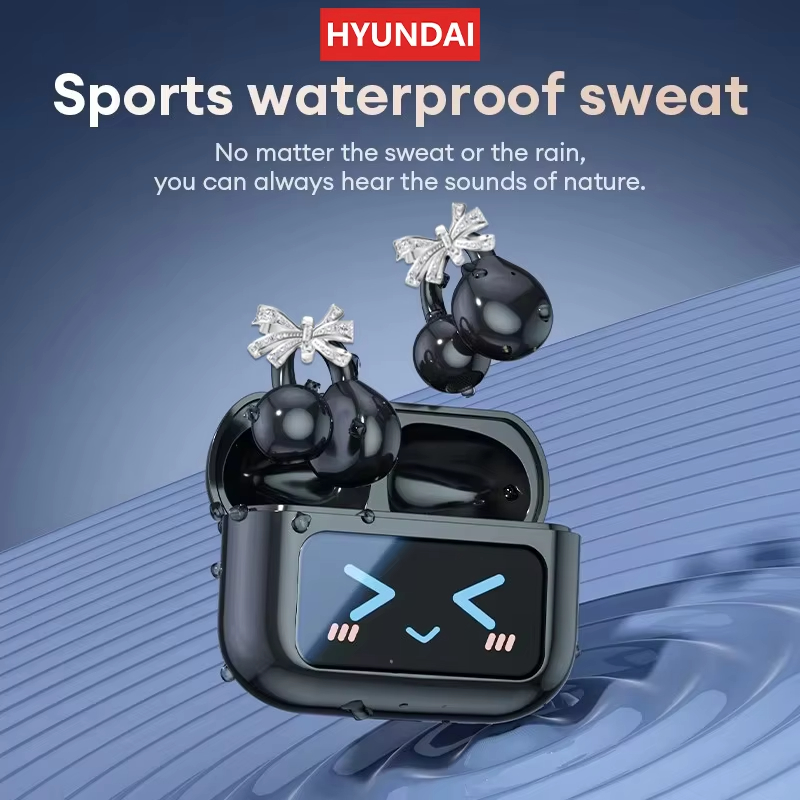 HYUNDAI Headphones Bow Butterfly Earrings Fashion Design Earphones TWS Bluetooth HiFi Sound Quality Earbuds For Android IOS labubu M100