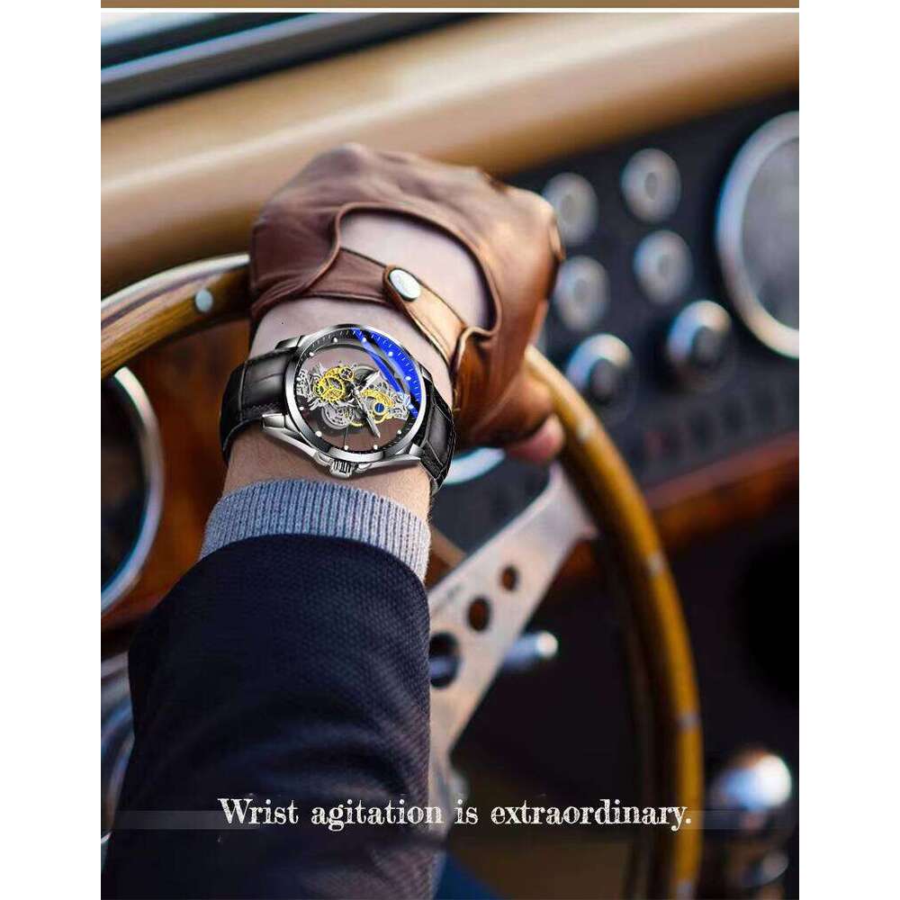 DHgargets New Men Quartz Gold Skeleton Vintage Man Watch