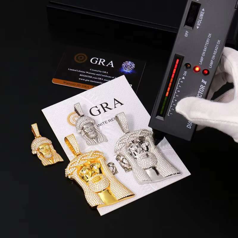 Wholesale Classic Iced Out Diamond Gra Certificate Hip Hop 925 Sterling Silver VVS Moissanite Jesus Pendant for Men