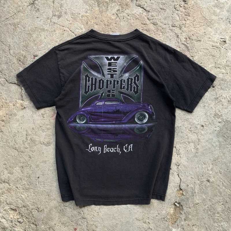 Summer Cotton Strtwear West Coast Choppers Tide Brand Print Short Slve Tshirt Retro HighStrt Clothing Casaul Loose Top T H250618