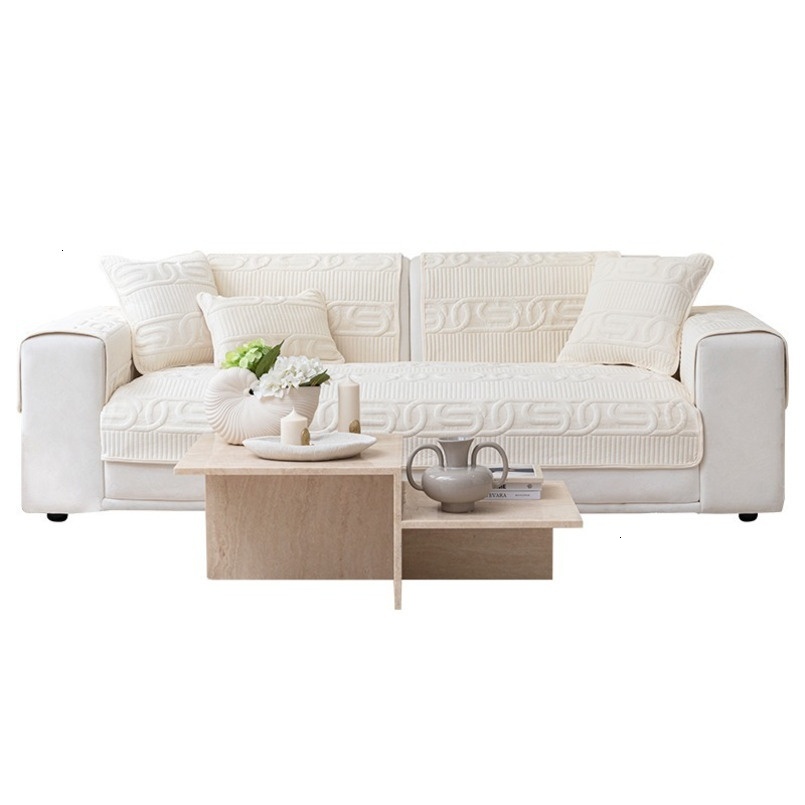 Thick Short Plush Fabric Non-Slip Modern New White Light Luxury Seat Cushion Anti-Cat Scratch Sofa Cover