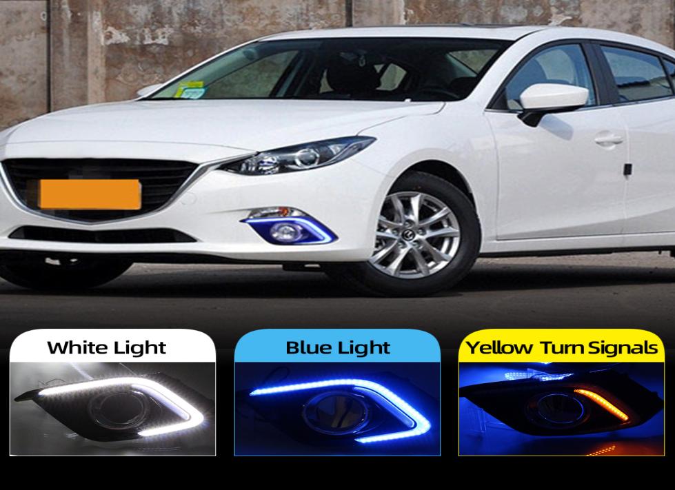 2Pcs DRL For Mazda 3 Mazda3 Axela 2014 2015 2016 LED DRL Daytime Running Lights Daylight Fog light cover1224739