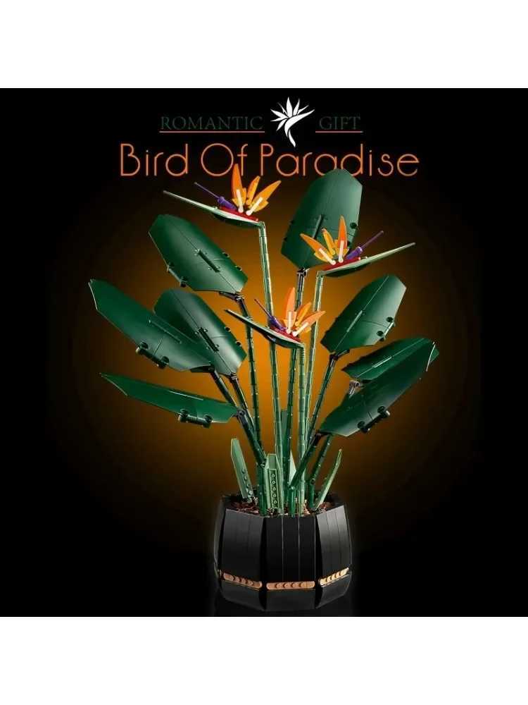 Moc Fit 10289 Bird of Paradise Bouquet Rose Building Block Bricks Unziptoy Diy Potted Illustration Home Decor Christmas Gifts L250616
