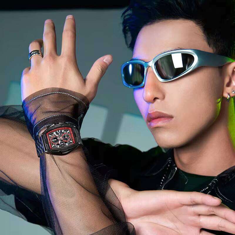 DHgargets Mark Fairwhale Customized New Men's Watch Barrel-shaped Large Dial Hollow FW-5080 Waterproof Function Tonneau Wristwatch Reloj
