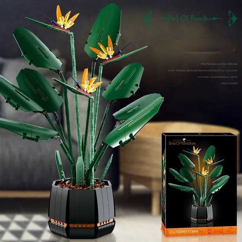 Moc Fit 10289 Bird of Paradise Bouquet Rose Building Block Bricks Unziptoy Diy Potted Illustration Home Decor Christmas Gifts L250616