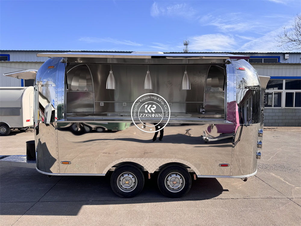 Fast Food Truck Fully Equipped Stainless Steel Catering Trailer Mobile Kitchen Street Restaurant Fully Equipped Concession Food Trailer Kiosk