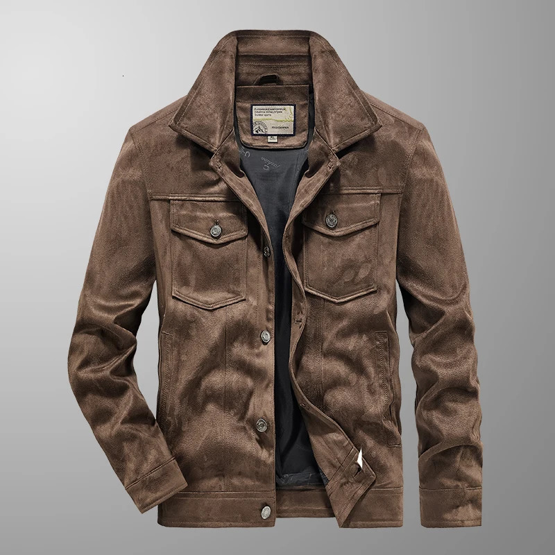 Spring and Autumn Mens Fashion Casual Slimfit British Style Outdoor Sports Cargo Retro Suede Coat Youth Allmatch Jacket 250616