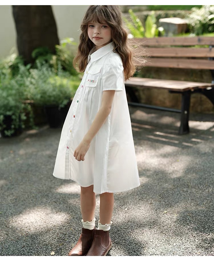 Girls' short sleeved shirt dress fashion summer leisure Girls dress Summer girls' dress new model