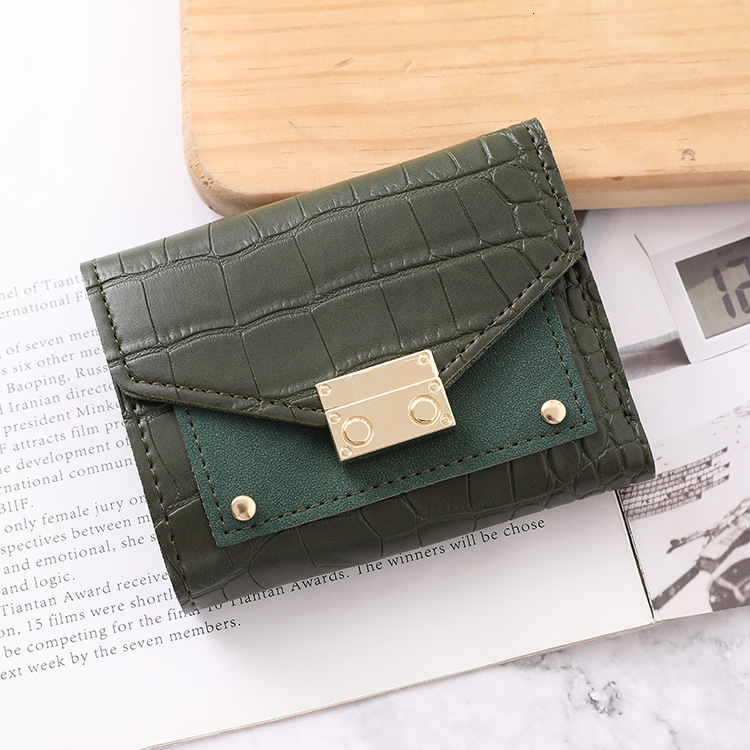 Free Designer Shipping Short Small Wallet For Women 2025 New Luxury Korean Style Buckle Triple Fold Card Bag Fashion Versatile Coin Purse