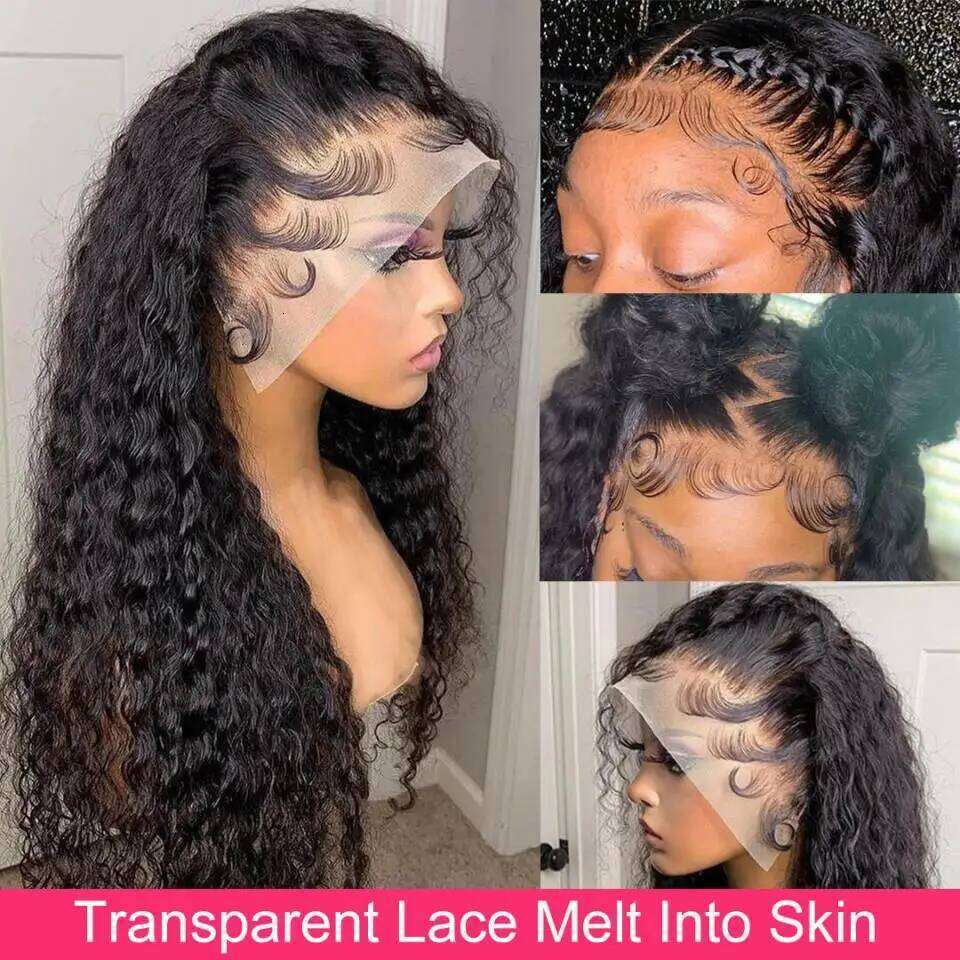 100 Human Hair Wigs 40 Inch HD Half Lace Front Wig Kinky Curly 13x6 Deep Wave Frontal Water Braided Curls Pre Plucked Cut Bleac