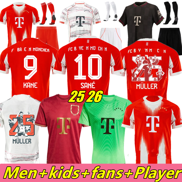 KANE soccer jerseys 125-Year Anniversary 2025 26 BAYERNS MUNICH football shirt Men Kids kit SANE KIMMICH UPAMECANO MULLER