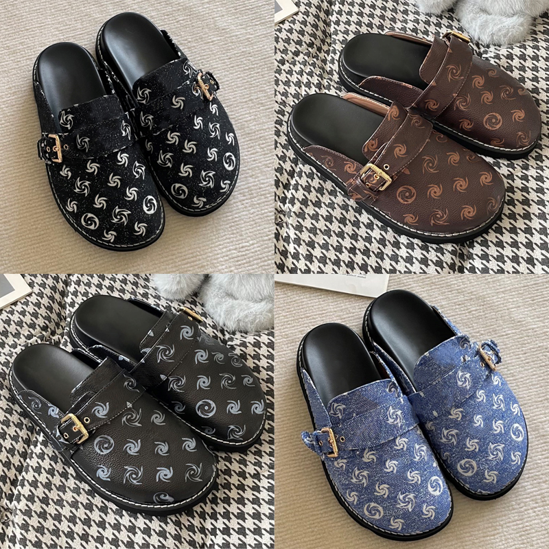 with box designer sandals clogs women men slippers brown black outdoor summer leather beach casual shoes