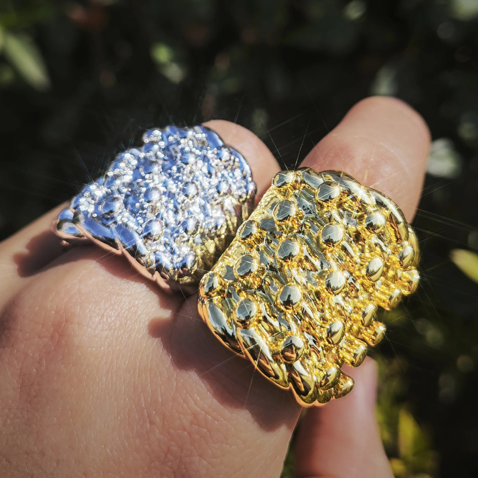 Exaggerated Lava Concavoconvex Gold Rings for Men Silver Color Retro Unique Rings Punk Jewelry Hip Hop Gift Keeper Ring 250618