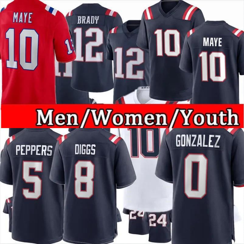 Drake Maye Stefon Diggs Football New Englands Patriotsly Jersey Will Campbell TreVeyon Henderson Stevenson Bailey Zappe Tom Brady Christian Gonzalez Strange 33