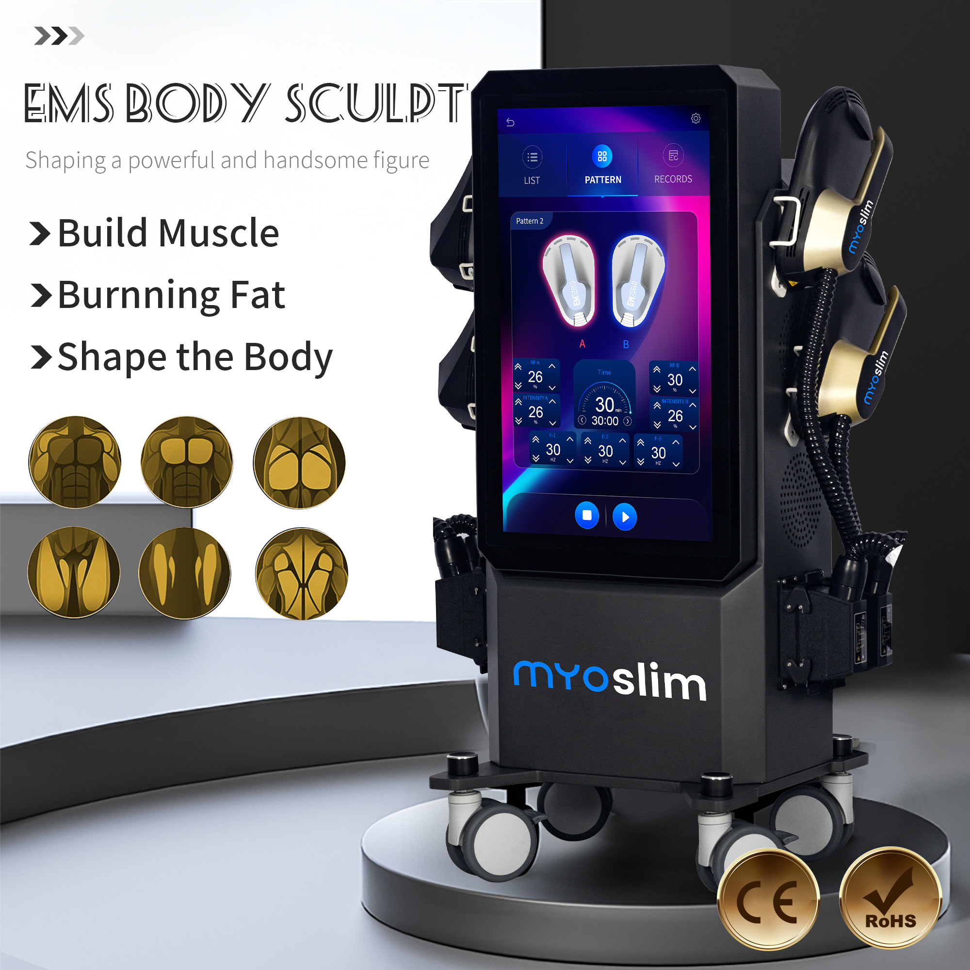 Professional EMS Body Slimming RF Fat Loss Build Muscle Machine ABS Muscle Stimulator Myoslim Ultra Pro Muscle Toning